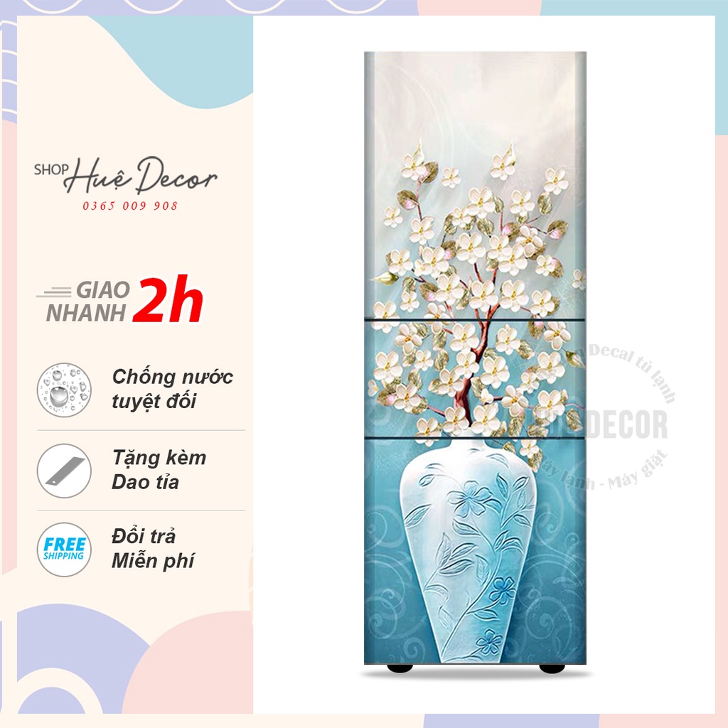 Decal dán tủ lạnh tuyết mai sum vầy shop HUỆ DECOR