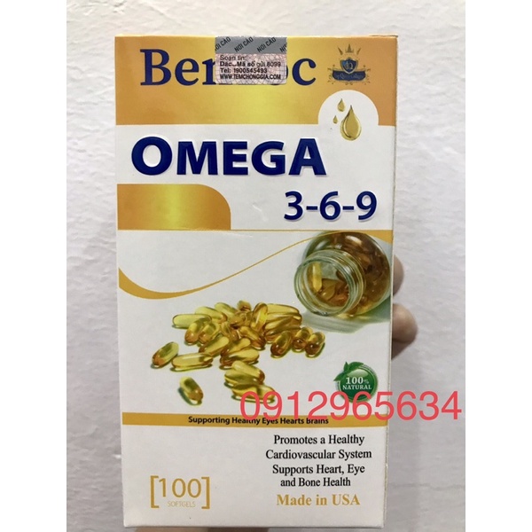 Omega 369 bentoc nhập khẩu nguyên hộp từ Mỹ bổ sung dưỡng chất bảo vệ sức khoẻ sáng mắt đẹp da ngăn lão hoá