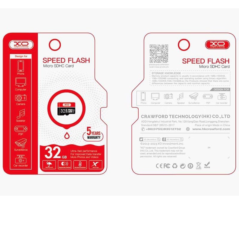 { BẢO HÀNH 5 NĂM } Thẻ Nhớ Micro SD 16 Gb / 32 Gb / 64 Gb 8 gb 4gb Class 10 U1 Chính Hãng XO cho điện thoại Samsung Oppo