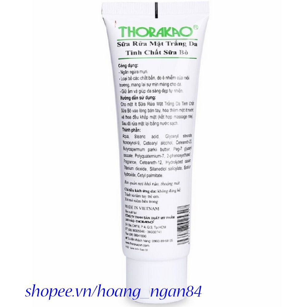 Sữa Rửa Mặt Trắng Da 120g Thorakao Hương Sữa Bò, Chính Hãng. | BigBuy360 - bigbuy360.vn