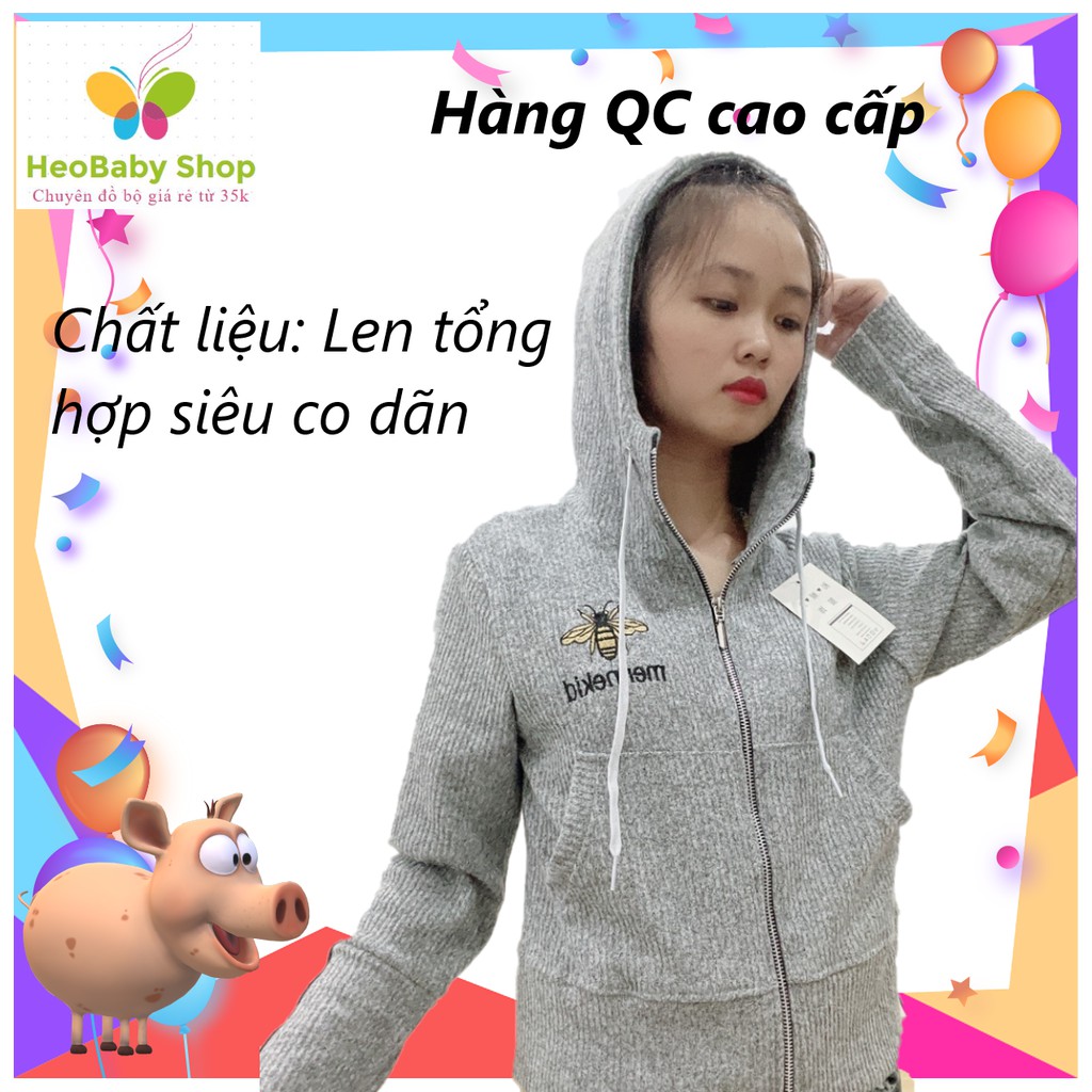 Áo khoác nữ form ngắn có nón, chất vải len mềm min hàng QC cao cấp