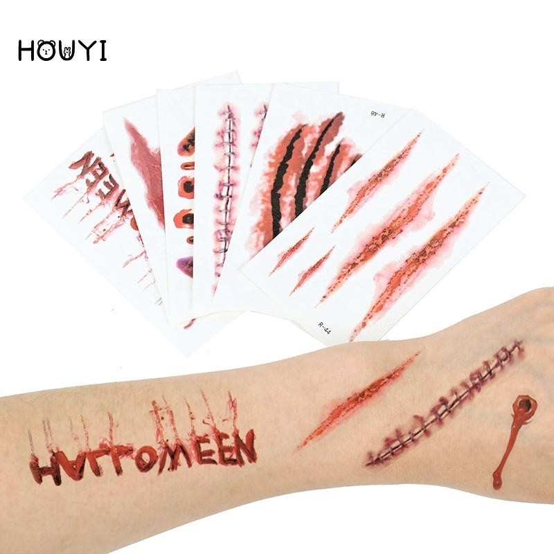 1 Miếng Dán Hình Xăm Giả Vết Sẹo Kinh Dị Trang Trí Tiệc Halloween
