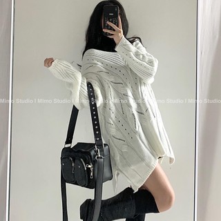Áo len trăngs cổ V -Váy nhung xếp li