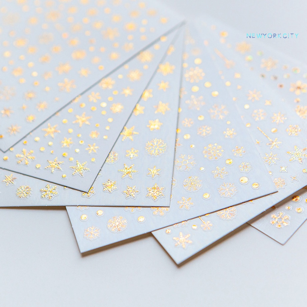 Miếng Dán Móng Tay Không Phai Siêu Mỏng Họa Tiết Bông Tuyết Giáng Sinh Cho Nữ