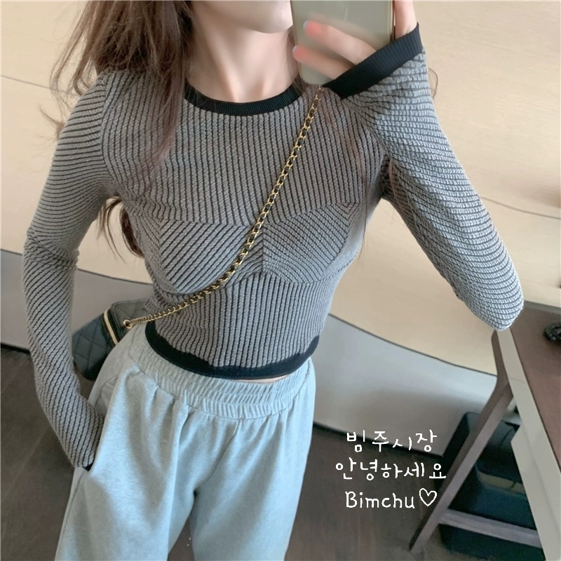 Áo Len Nữ Dài Tay Kẻ Tăm Dáng Ngắn Sành Điệu Chất Len Hàn Quốc - S66