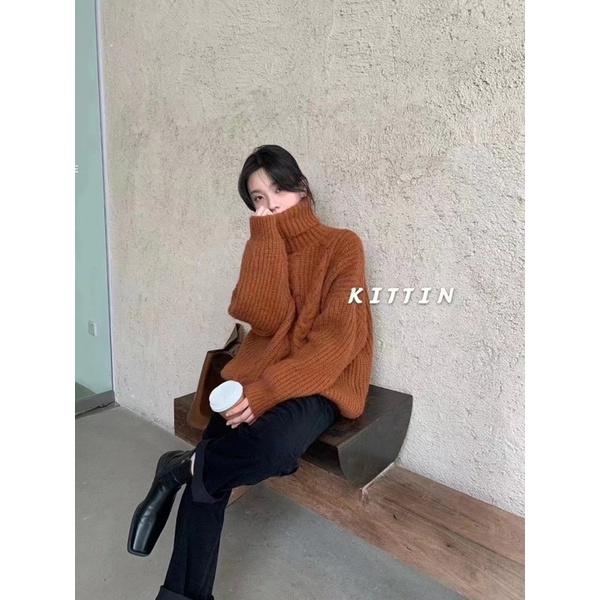 Áo len vặn thừng cổ lọ