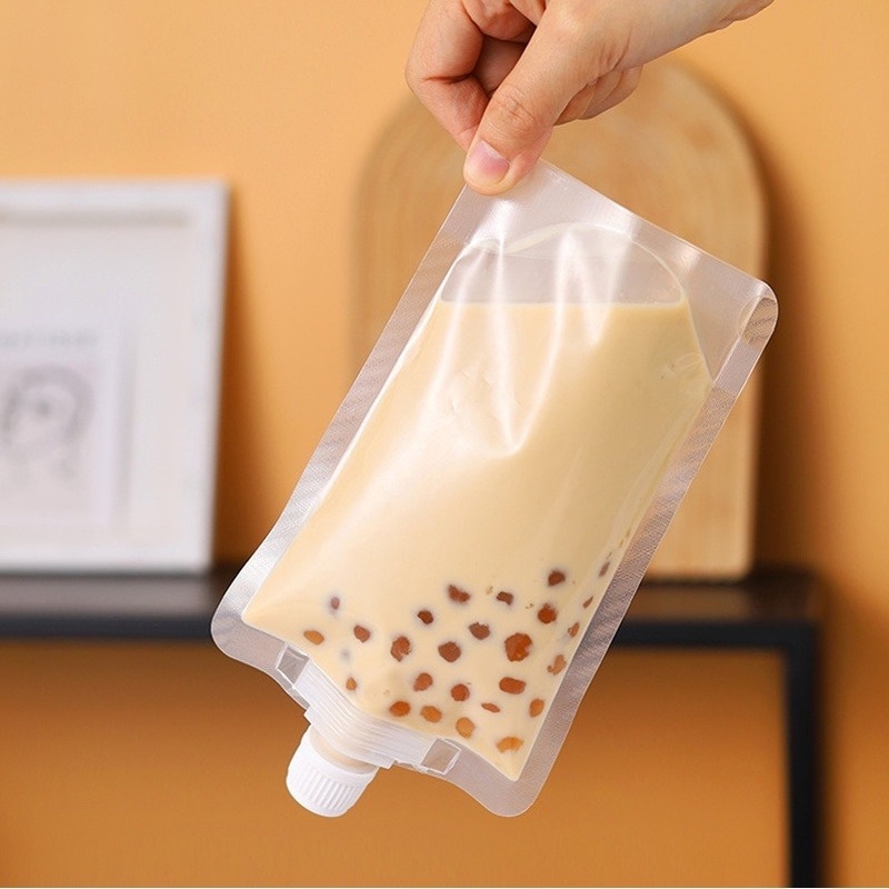 Reusable Reusable Clear Plastic Beverage Bags with Sticker or Funnel