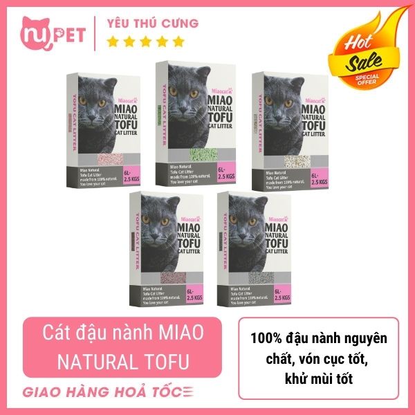 Cát vệ sinh đậu nành Miao Tofu Cat Litter dành cho mèo | Cát vệ sinh đậu nành hữu cơ cho mèo