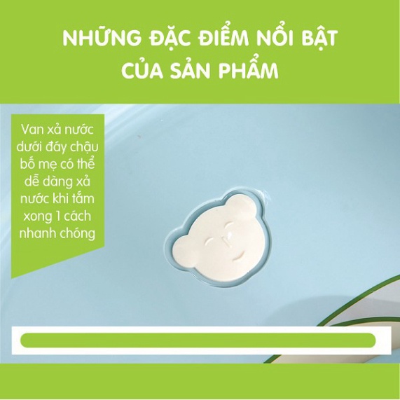[Chuẩn Hãng]  tắm  gội đầu cho bé hình chú ếch ngộ nghĩnh,có mãng đỡ và van tháo - nhựa Việt Nhật cao cấp