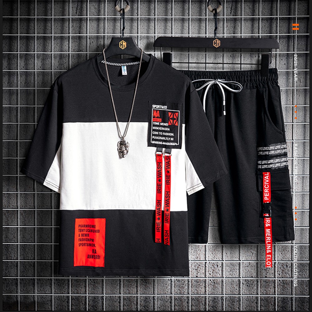 Bộ Quần Áo Thun Nam Thể Thao Mùa Hè Ba Khoang Phối Dây Chữ Kết Hợp Quần Shorts Đùi SEPTEMBERGIRL1989 SET NAM 9000039C3 | BigBuy360 - bigbuy360.vn