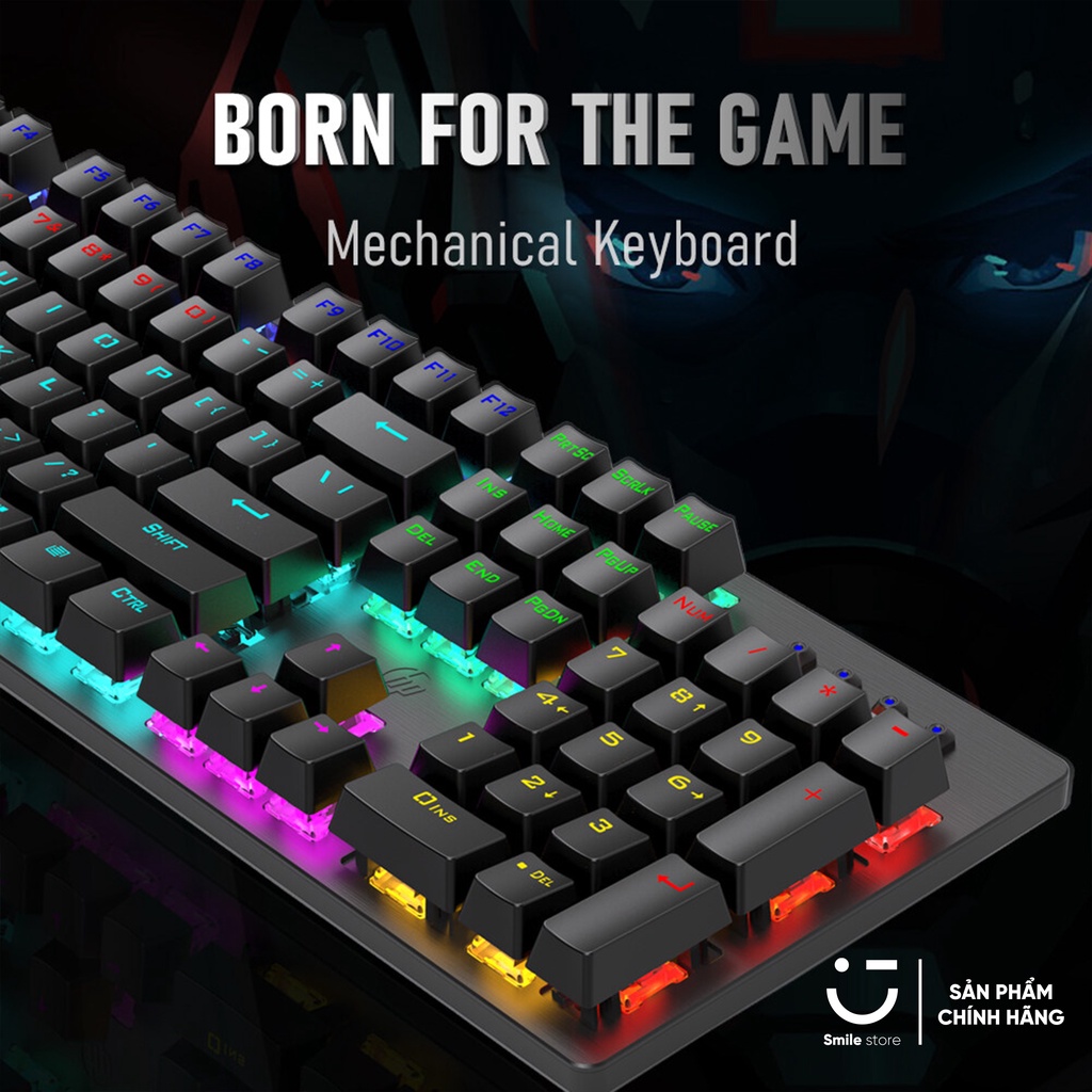 Bàn Phím Cơ Gaming HP GK100F Blue Switch Chuyên Game Chất Liệu Cao Cấp Độ Bền Lên Đến 80 Triệu Lượt Bấm