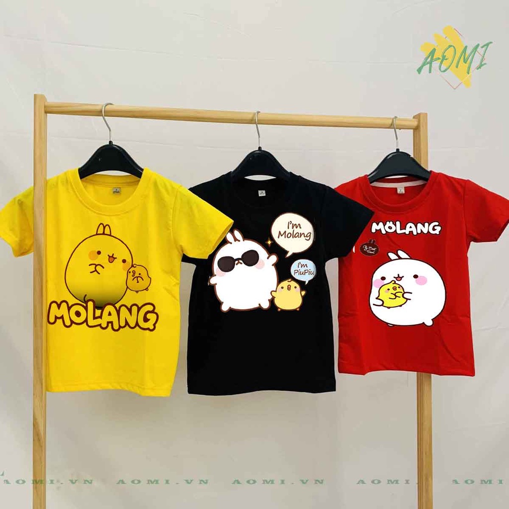 ÁO THUN friend molang vit thỏ cute UNISEX PHÔNG ĐEN TAY NGẮN NAM NỮ GIA ĐÌNH CẶP ĐÔI SIZE TRẺ EM BÉ TRAI GÁI AOMIVN
