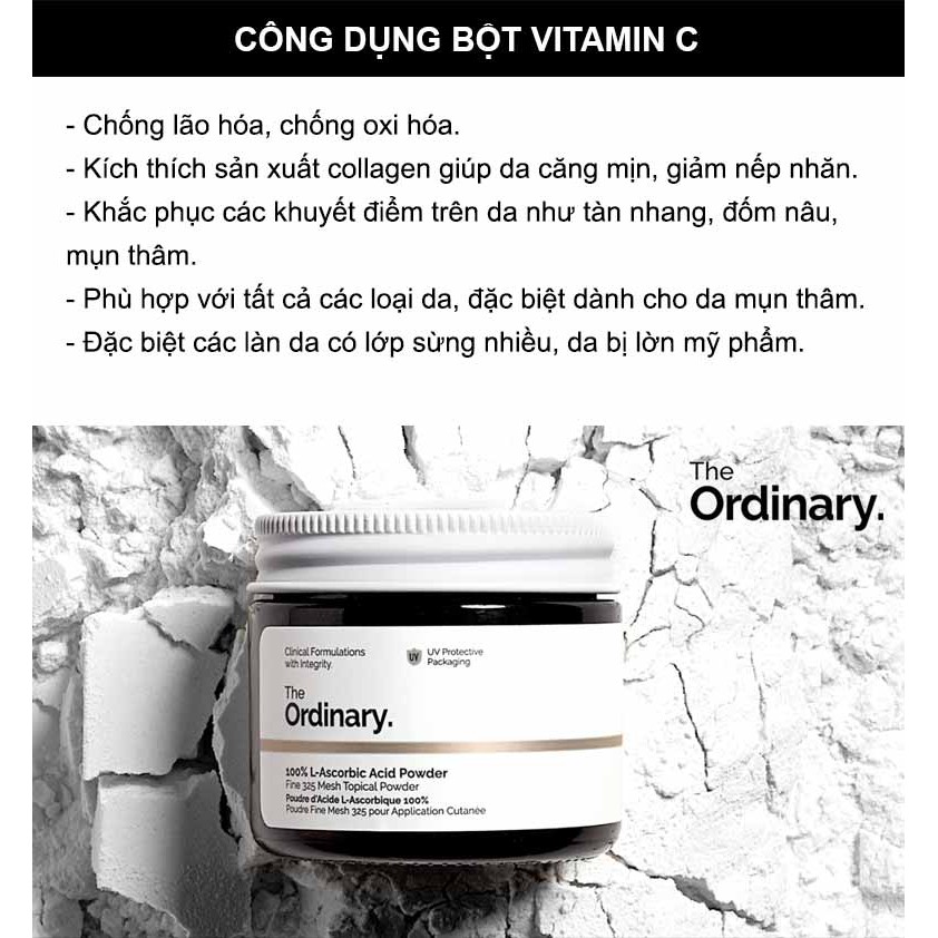 The Ordinary -  Bột Vitamin C Giảm Thâm Sáng Da 100% L Ascorbic Acid Powder 20g