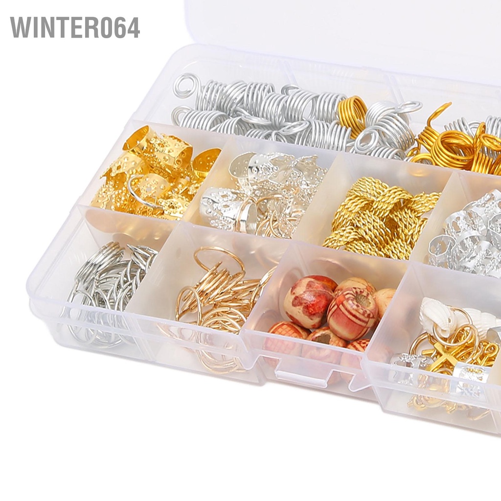 Winter064 238 cái Bộ đồ trang sức cho tóc Nhẫn Dreadlock Phụ kiện với hộp lưu trữ phụ nữ nam giới