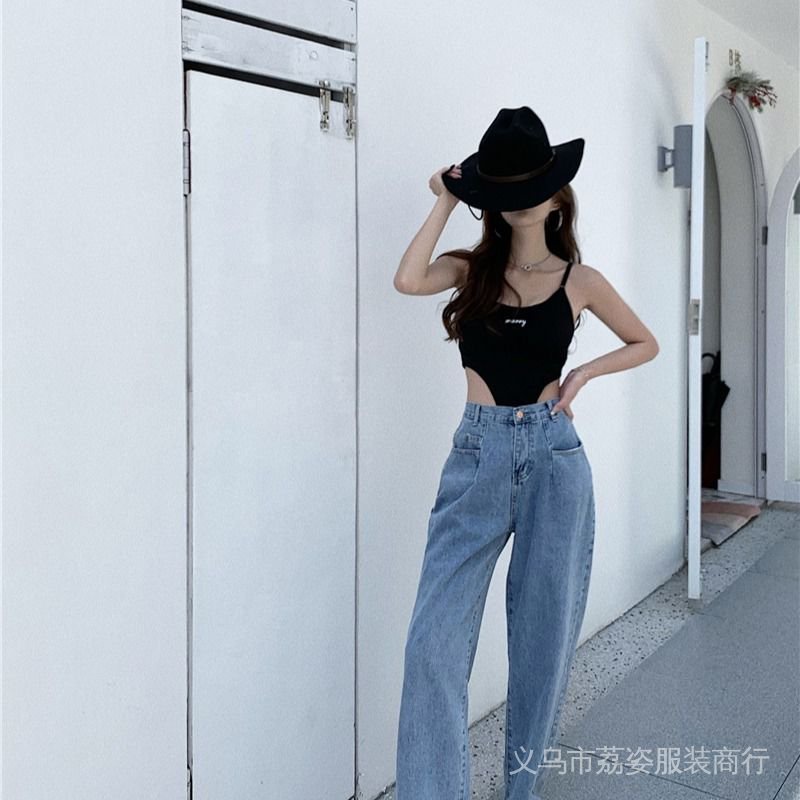 Jumpsuit Hai Dây Màu Đen Thêu Chữ Phong Cách Âu Mỹ Cá Tính Cho Nữ | BigBuy360 - bigbuy360.vn