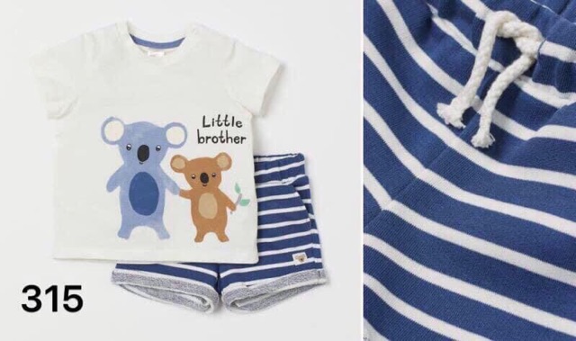 XẢ HÀNG!!  bộ cotton Little Brother H.M cực xinh 140k