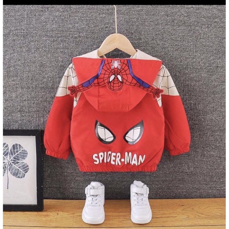 Áo Gió 2Lớp Cho Bé Nam Nữ In Hình Siêu Nhân Ngộ Nghĩnh chất liệu gió chống nước nhẹ tránh gió hiệu quả