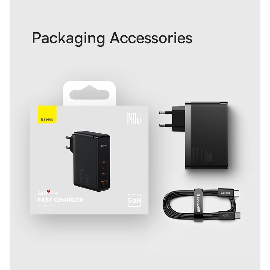 Bộ Sạc Baseus GaN5 pro 140W Sạc Nhanh USB Type C PD3.1 cho điện thoại, máy tính bảng...bảo hành 12 tháng- topbuy24h.vn