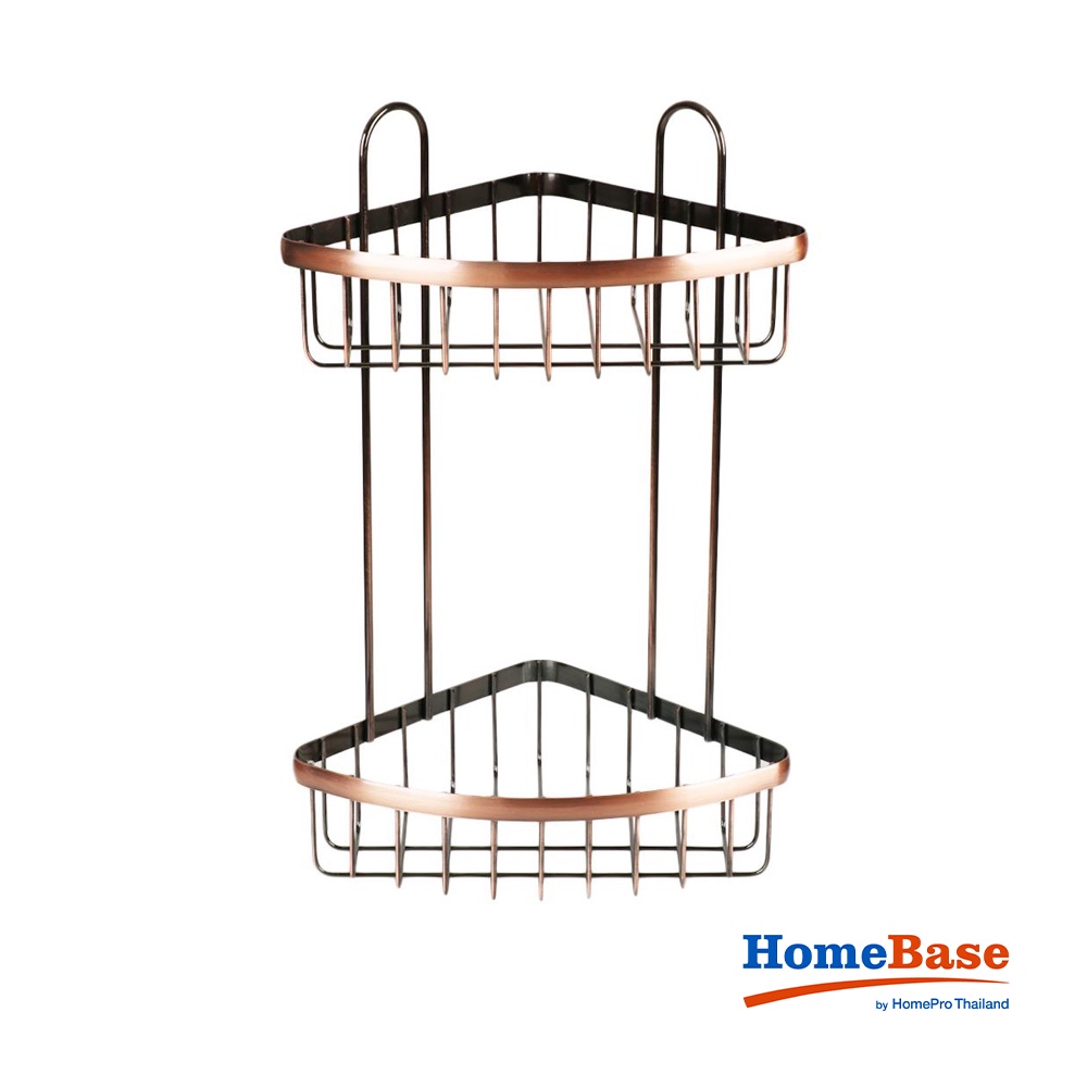 HomeBase MOYA Giá nhà tắm treo tường bằng thép có 2 tầng H1816C W27.5xD20xH42 Cm màu đồng