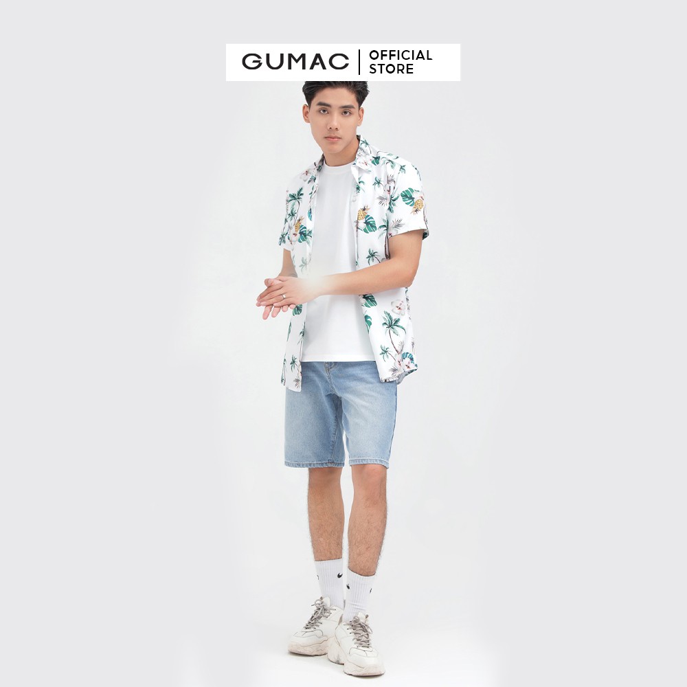 [Mã WABRGD12 giảm 10% đơn 250K] Áo sơ mi nam tay ngắn in cây dừa GUMAC ANB6110 | BigBuy360 - bigbuy360.vn