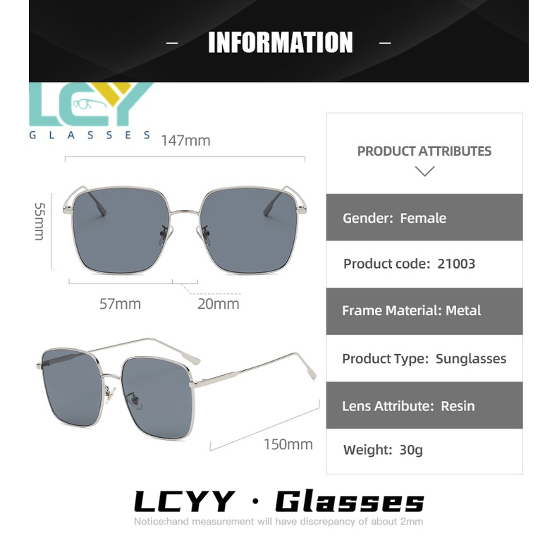 Kính Mát Gọng Vuông Kim Loại Màu Sắc Retro Thời Trang Cho Nữ Mã 21003