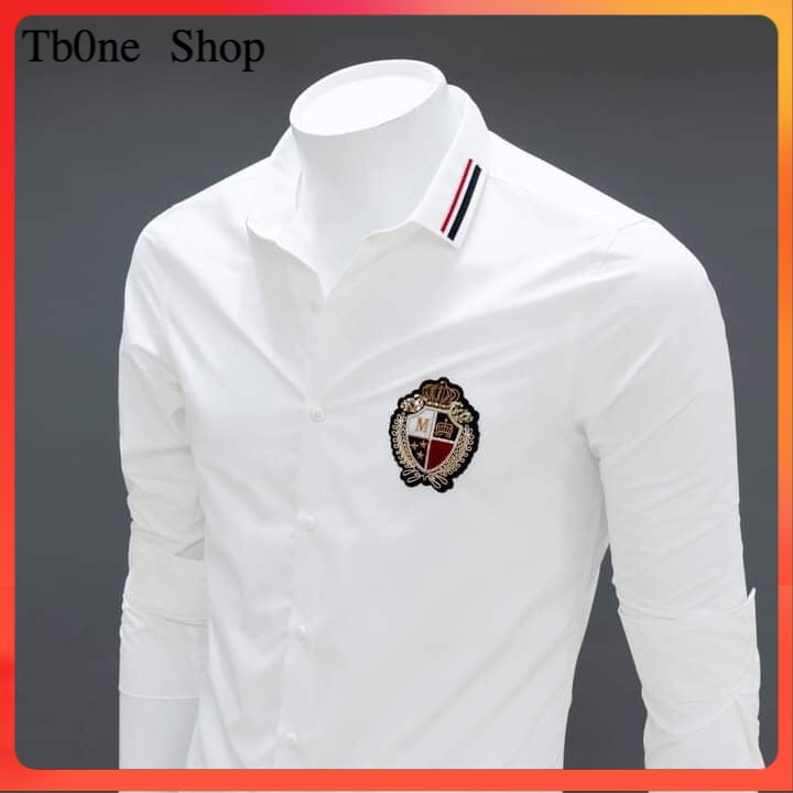 ( TB0ne Shop ) Áo sơ mi lua 3D tay dài in VIỀN 2 SỌC CỔ tiết phong cách, dễ mặc, dễ phối ITTD14
