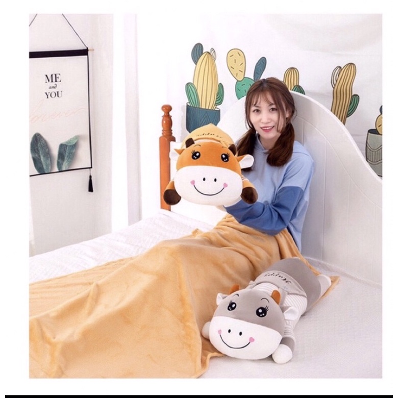 Bộ chăn gối 2 trong 1 hình thú đáng yêu