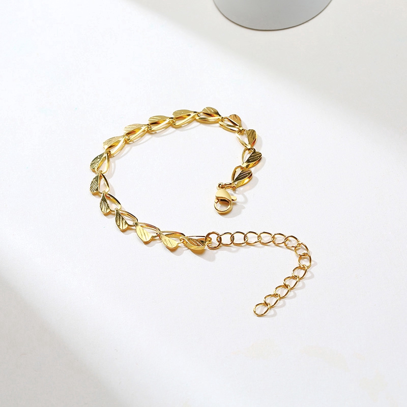 Vnox Gold Plated Stainless Steel Leaf Bracelet for Women