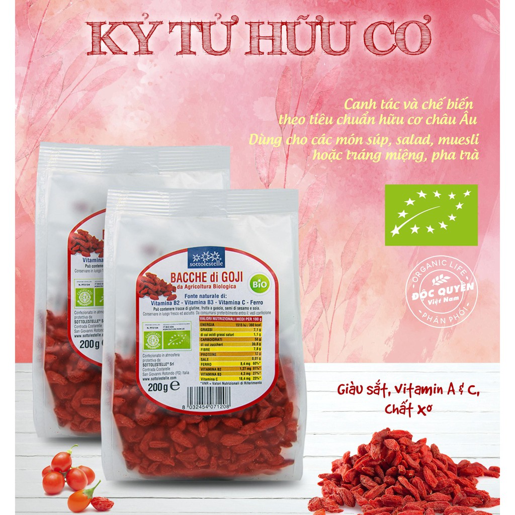 Hạt kỷ tử hữu cơ 200g Sottolestelle