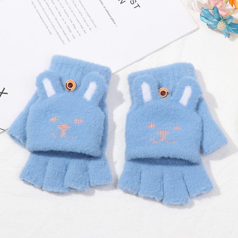 Găng Tay Dệt Kim Dày Dặn Giữ Ấm Ngón Tay Co Giãn Thời Trang