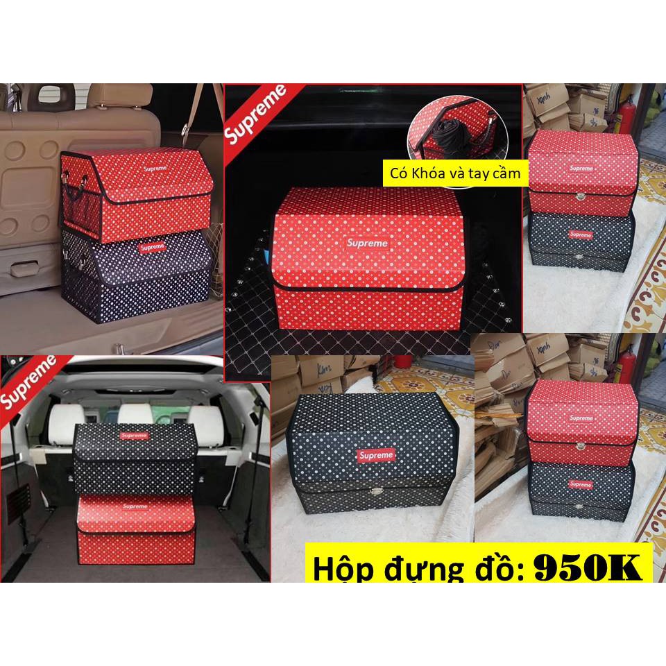 Hộp đựng hàng hiệu SUPREME để cốp sau bằng da cao cấp
