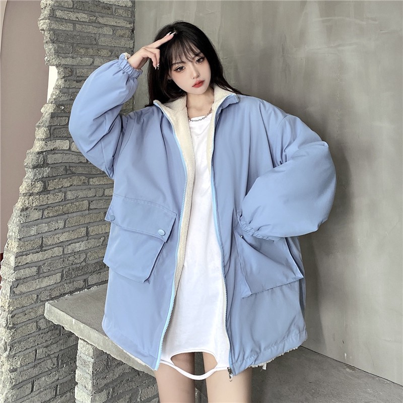 [Mã WASTMAY giảm 15% tối đa 30K đơn 150K] (A5003) áo khoác ulzzang 2 mặt bông nhung size M đến 2XL (kèm video ảnh khách)