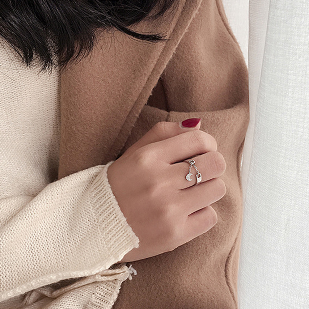 Nhẫn Hình Mặt Trăng Và Ngôi Sao Thời Trang Cho Nữ