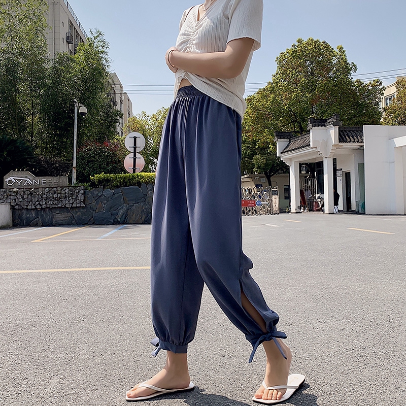 SUXI Quần legging vải chiffon kiểu dáng đơn giản thời trang mùa hè thoải mái cho nữ