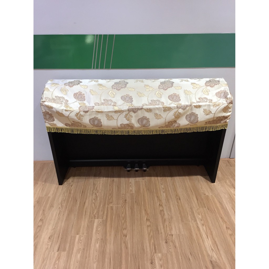 KHĂN PHỦ CHO ĐÀN PIANO ĐIỆN NHUNG ĐỎ VÀ HỌA TIẾT HOA