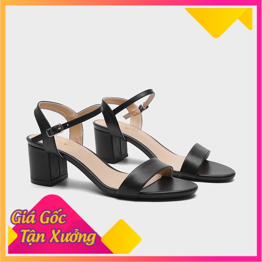 Giày Sandal CẨM TIÊN Thời Trang Gót Vuông 5cm Màu Đen Size 33-44
