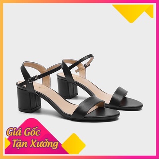 Giày sandal cẩm tiên thời trang gót vuông 5cm màu đen size 33-44