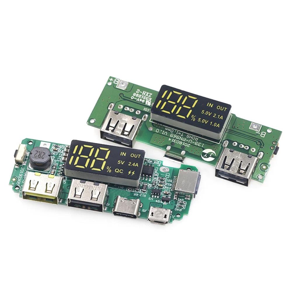 Bản Mạch Sạc Pin Hai Cổng USB 5V 2.4A Micro / Type-C Dành Cho Điện Thoại Di Động