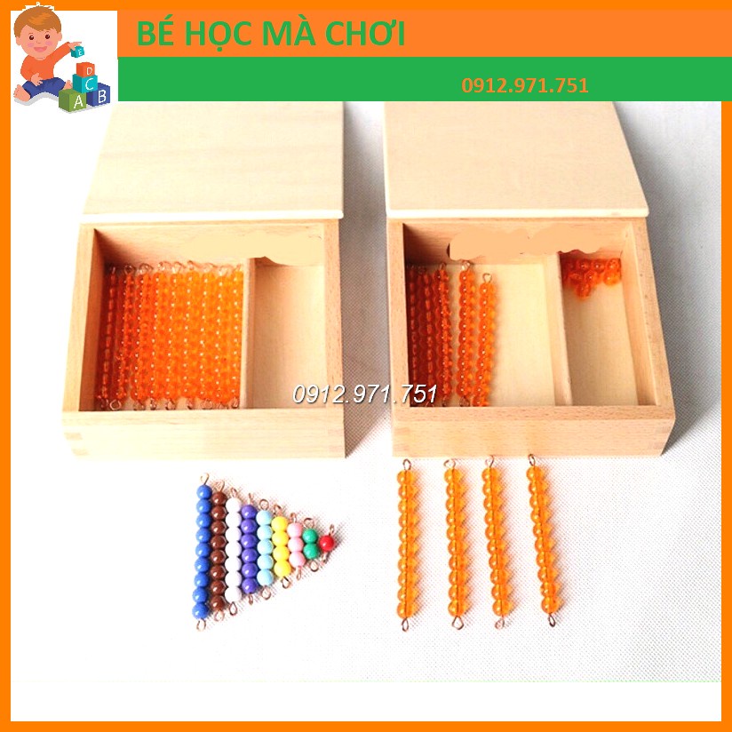 dây cườm chơi bảng hàng chục montessori - bản quốc tế