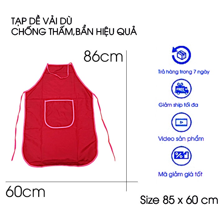Tạp dề nấu ăn chất liệu vải dù chống thấm nước - Size 85 x 60 - Phù hợp nam-nữ phong cách thời trang đẹp bền mfs