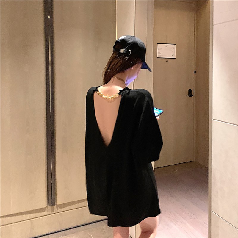 [Order QC] [Order] Áo thun mỏng hở lưng sexy phong cách Hồng Kông form rộng [ Quảng Châu ]