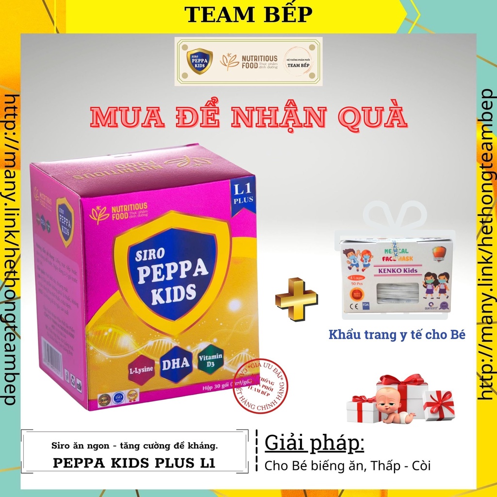 Siro ăn ngon cho bé biếng ăn và chậm tăng cân Peppa Kids Plus L1 - Mã: BEP001