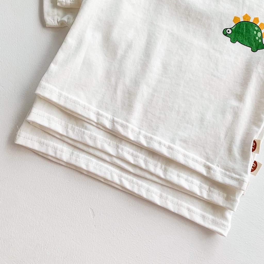 Bộ áo thun tay ngắn in hình khủng long hoạt hình + quần short cho bé 1-3 tuổi