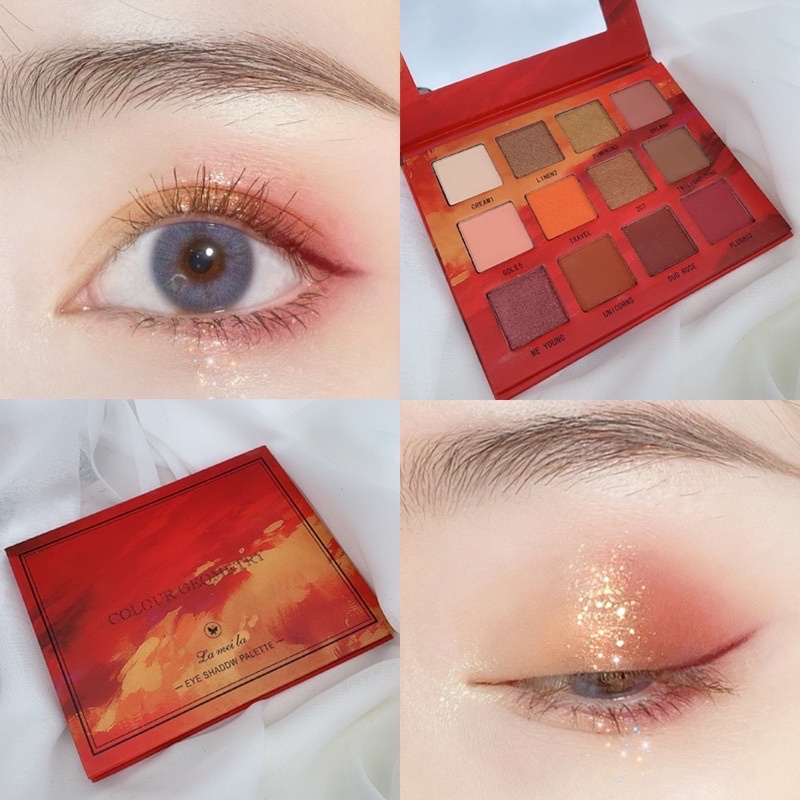 Phấn Mắt 12 Ô kèm cọ Có cả gương