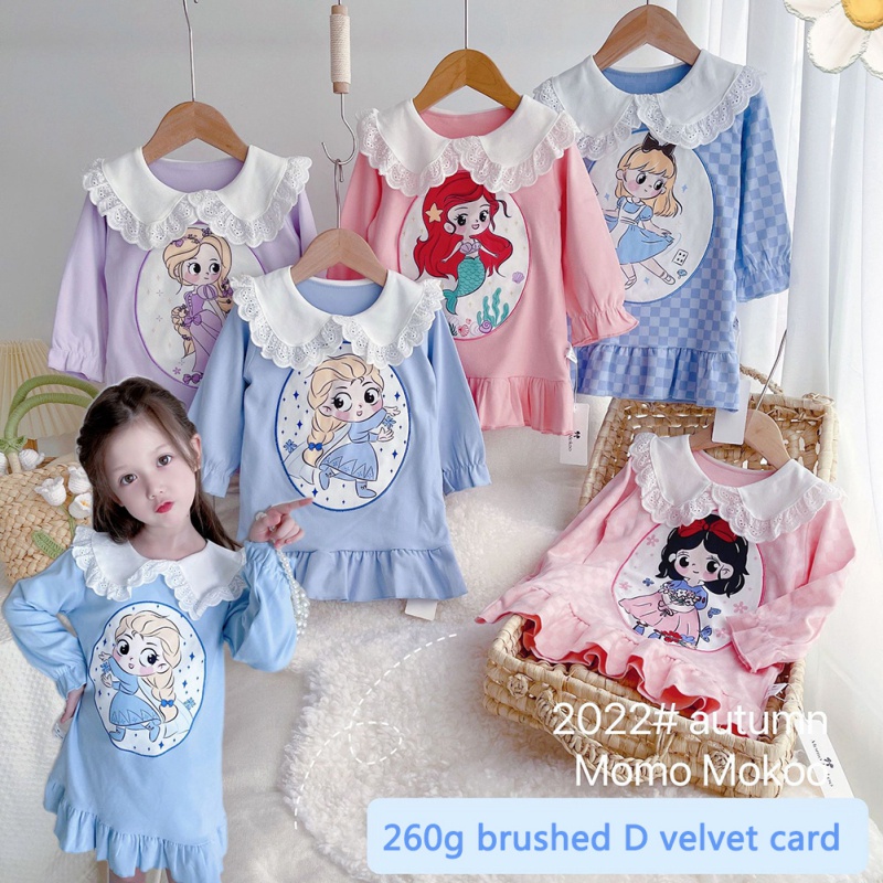 Đầm Ngủ Công Chúa Cổ Búp Bê Phong Cách Hàn Quốc Cho Bé Gái