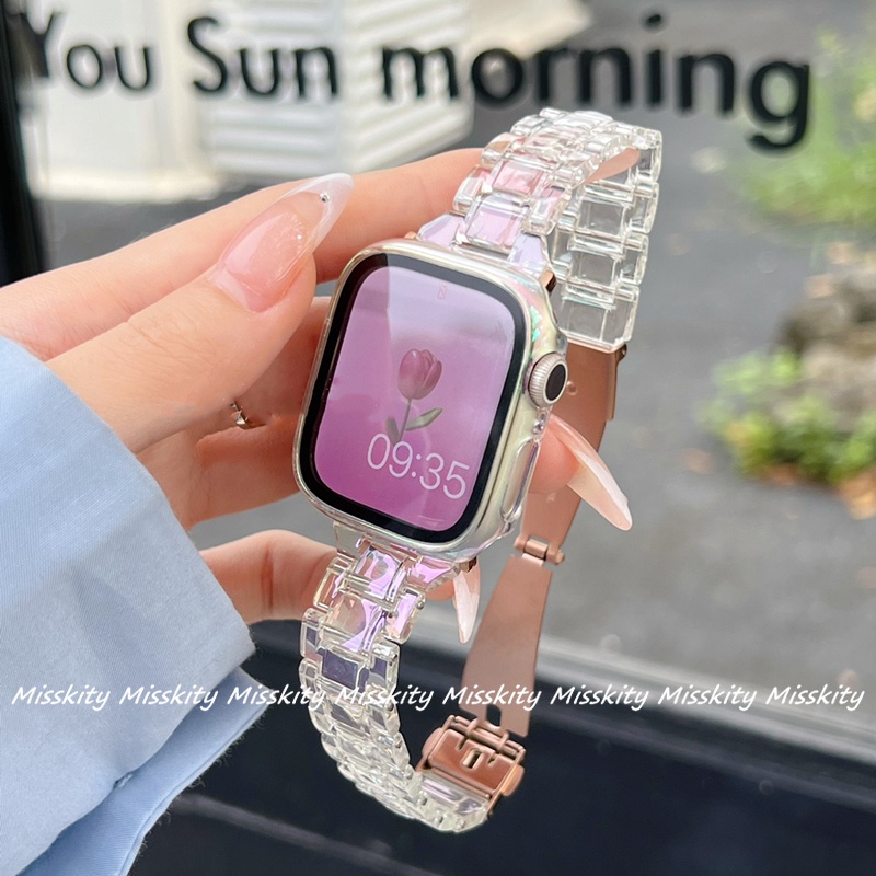Dây Đeo Nhựa Màu Laser Cho Đồng Hồ Thông Minh Apple Watch Series 7 6 5 4 3 2 1 41mm 45mm 44mm 40mm 42mm 38mm