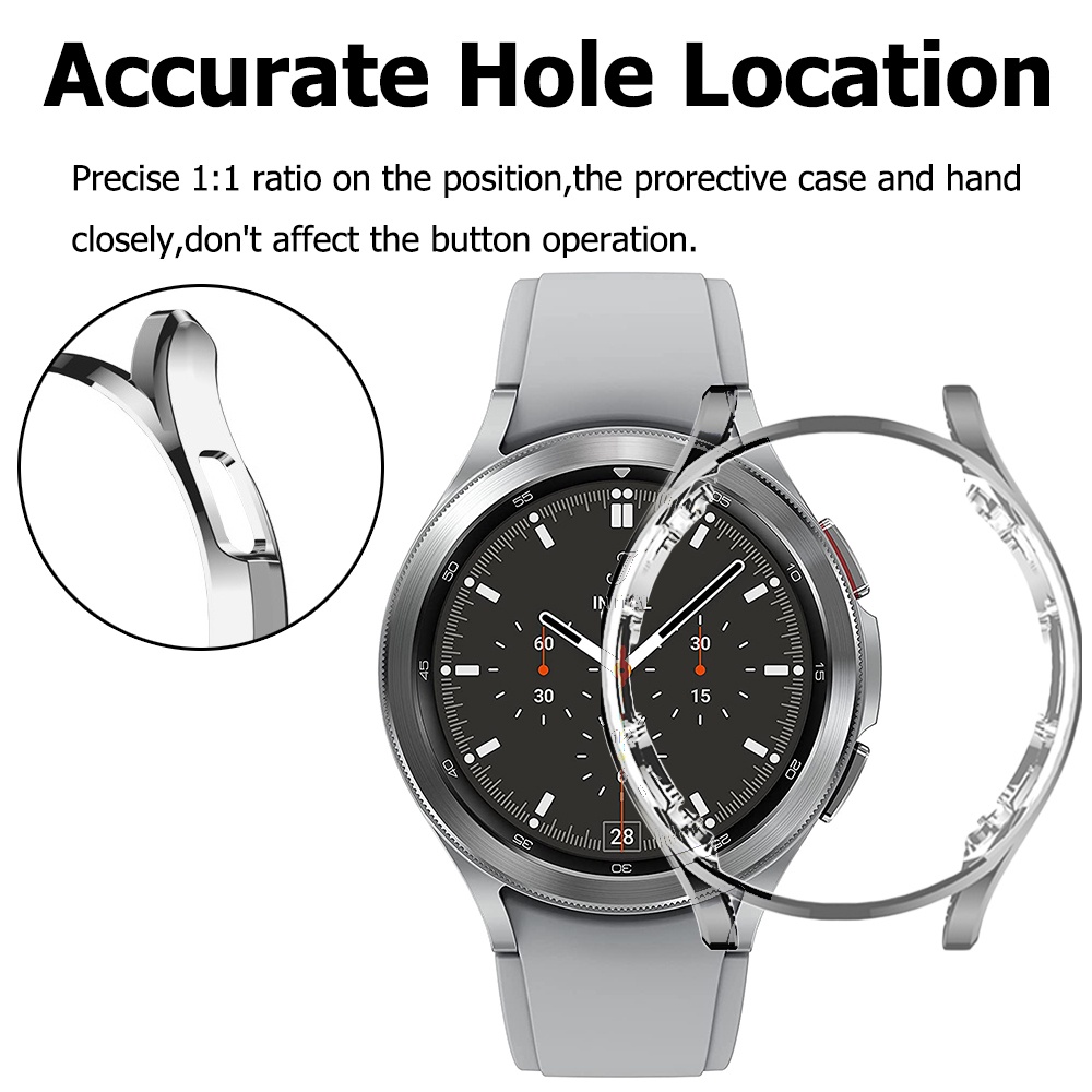 Miimall Samsung Galaxy Watch 4 Classic 42mm 46mm Ốp Lưng,Mềm TPU Mạ Điện Thoáng Khí Nửa Gói Chống Rơi Vỏ Bảo Vệ Cho Galaxy Watch 4 Classic Case