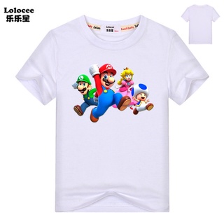 Áo thun in hình Super Mario Bros tiến lên-trẻ em mùa hè áo thun ngắn tay