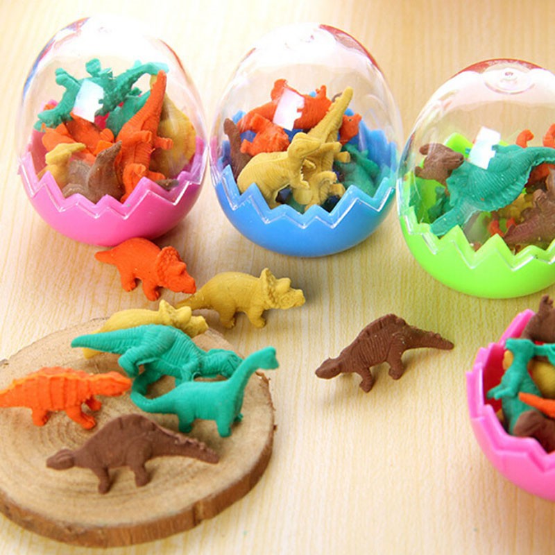 Set 8 Trứng Khủng Long Kèm Gôm Tẩy Cho Học Sinh
