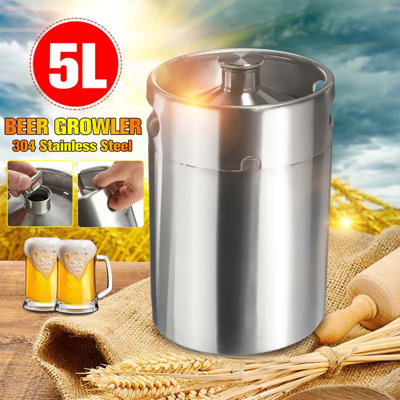 Thùng Mini Keg Beer Inox 304 5L kèm nắp ❤️Hanrui Offical❤️